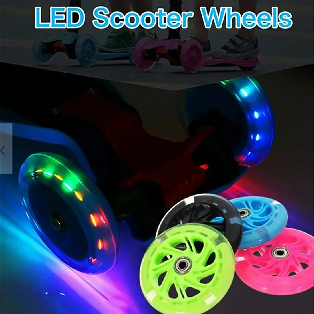 New 80-120mm LED Flash Light Wheel for Mini Maxi Micro Scooter ABED-7 F7 