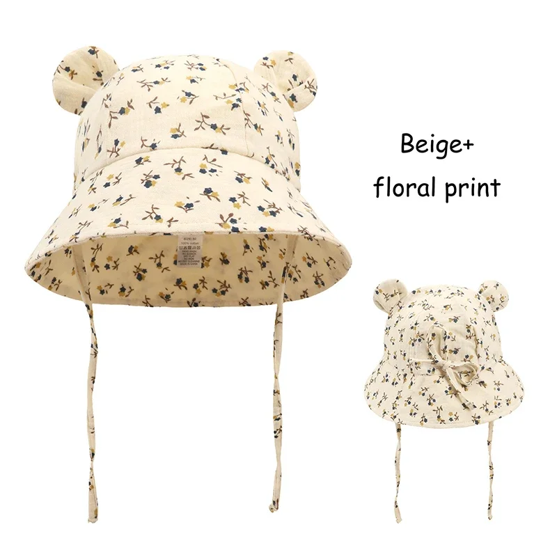 Muslin Baby Sun Hat Cartoon Print Kids Cap for Girls Boys Cotton Toddler Summer Hats Children Panama Baby Cap 1-3Y baby hat kids sun hat