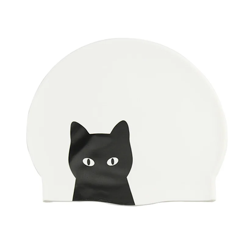 Soft Silicone Swimming Cap Cartoon Cat Pig Skark Animal Swimming Accessories Pool Equipment High Elestic Teen Adult Universal 5