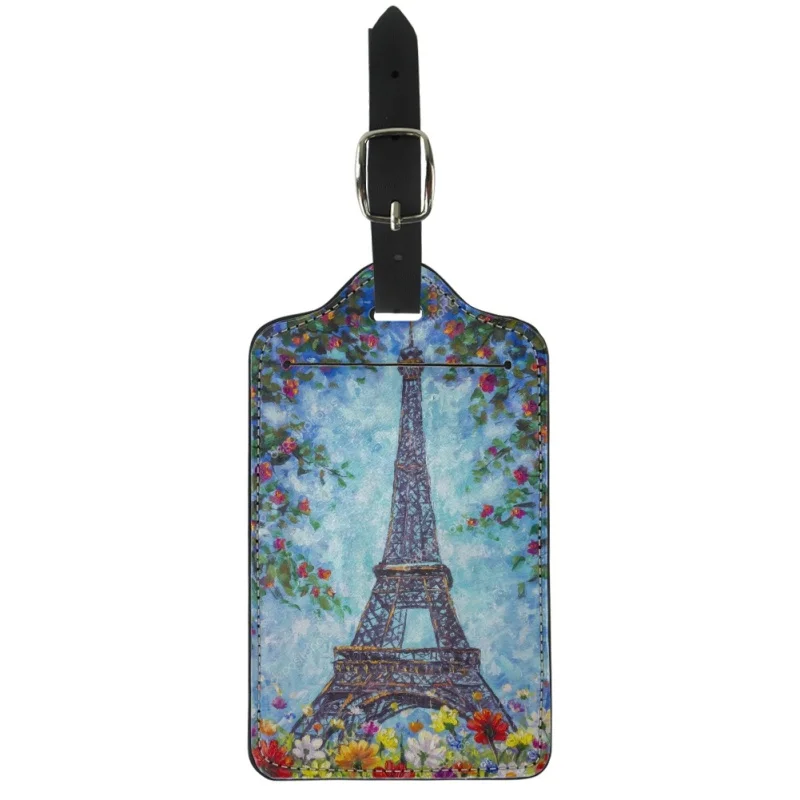 

Twoheartsgirl Creative Iron Tower Print Luggage Label Baggage Boarding Bag Tag Portable Name Address Holder Travel Accessories