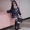 Girls' Preppy Style JK Skirt Set Spring Autumn Fashionable Children's College Wind Clothing Two-Piece Set for Kids