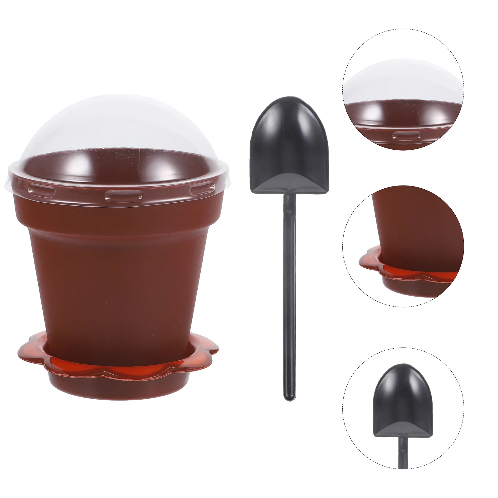 

Plastic Nursery Pot Yogurt Cup Cupcake Cups Parfait Terracotta Soda Lime Glass Flowerpot Cake Cups With Tray 8x7.5cm