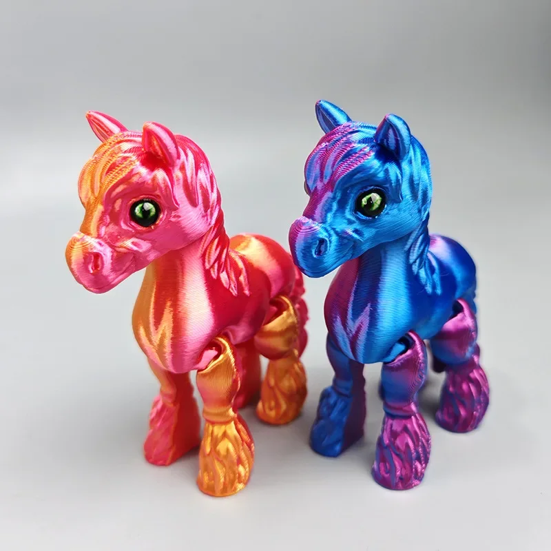 3D Printed Multi-Joint Movable Horse Figurine – Cute Stress Relief Toy and Home Decor Gift