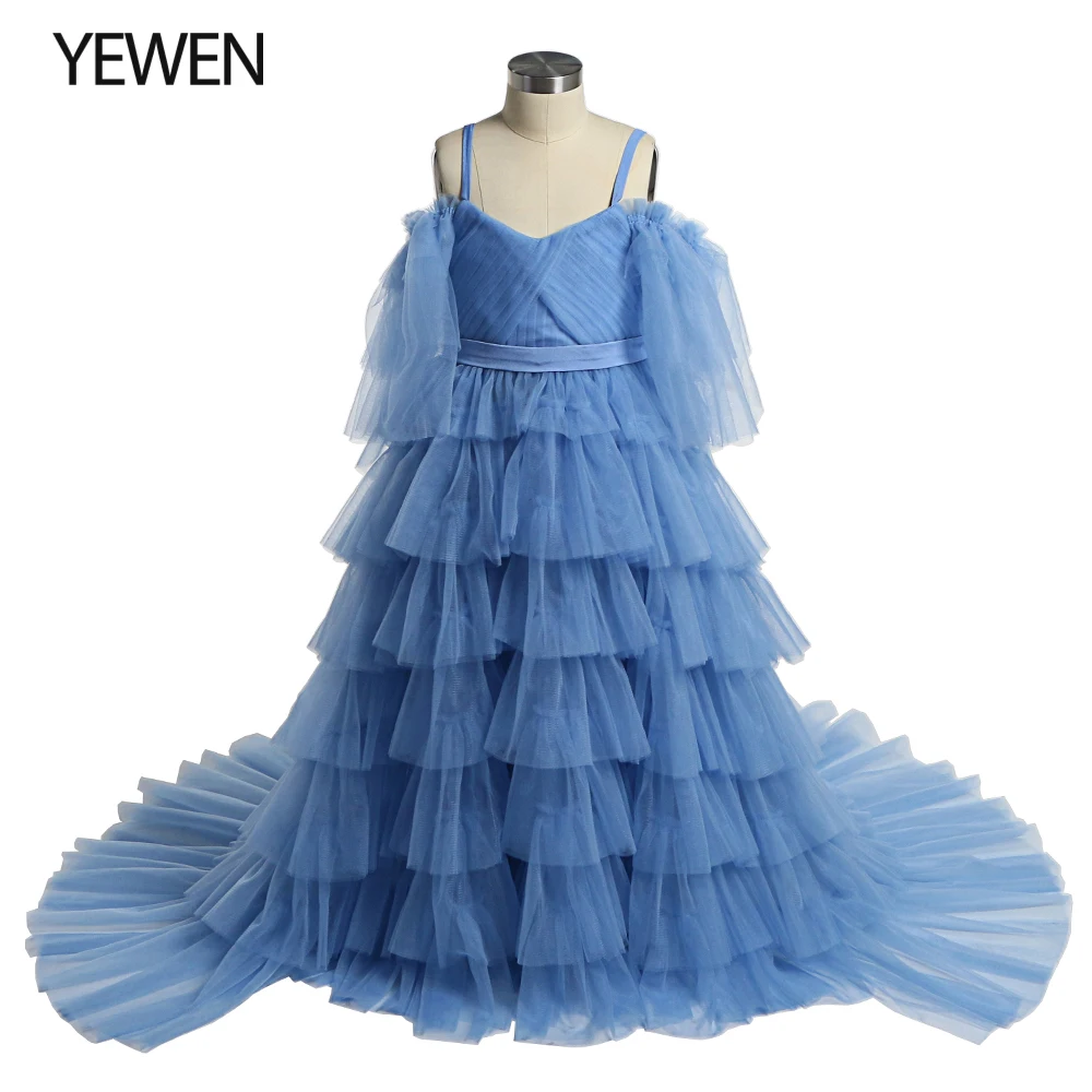 

Tiered Ruffles Little Flower Girls Dresses for Weddings Baby Party Frocks Cute Children Photography Dress Outfit YEWEN