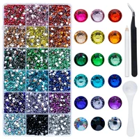 3mm/4mm/5mm 18 Colors Resin Strass Set Flatback Color Glitter Rhinestones DIY 3D Art Decoration Accessories Craft With Tools