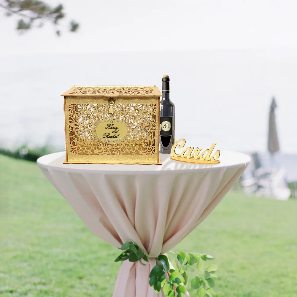 OurWarm Glittery Gold Wedding Card Box with Lock, Wood Gift Card Box for  Wedding Reception, Wedding …See more OurWarm Glittery Gold Wedding Card Box