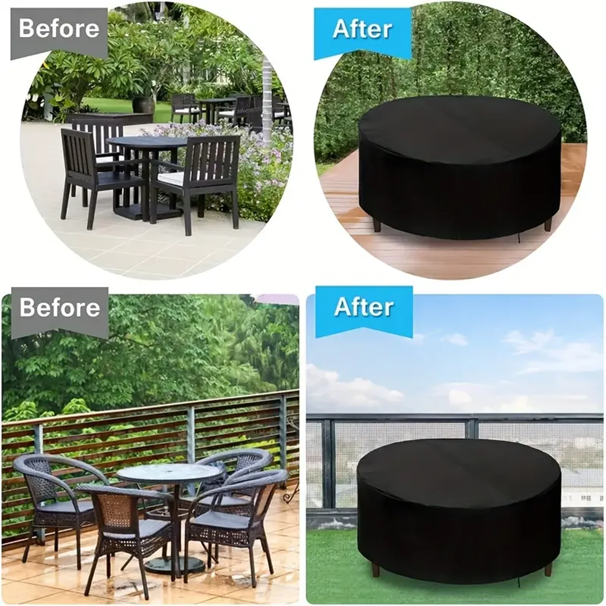 Waterproof Round Patio Furniture Cover, Round Patio Table & Chair Set Cover, Outdoor Patio Furniture Cover 6