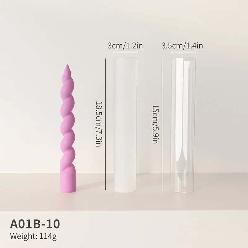Multi Style Screw Long Stemmed Candle Strip Making Set Twist Rotate Resin Soap Silicone Mold Geometry Pole Birthday Party Decor