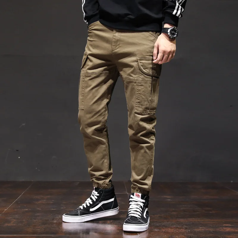 Streetwear Fashion Men Jeans Yellow Loose Fit Big Pocket Casual Cargo Pants Hombre Hip Hop Joggers Men Wide Leg Harem Trousers