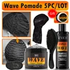 Biotin Wave Pomade For Deep Waves 360 Strong Hold Hair Styling Cream Wavy Hair Oil With Brush Waves Cream For African Black Men 1