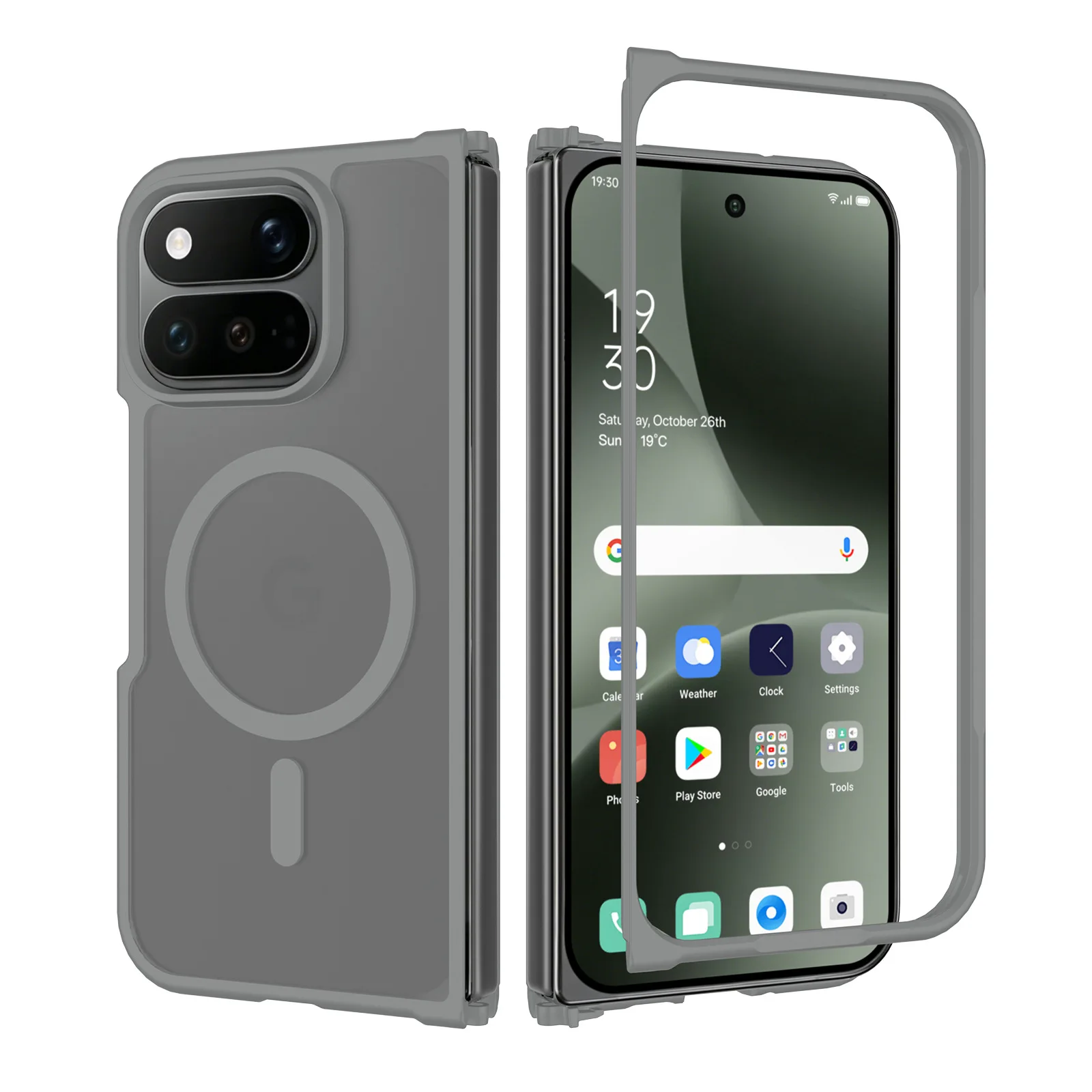 Deluxe Frosted Magnetic 2-in-1 Folding Phone Case with Wireless Charging Compatibility
