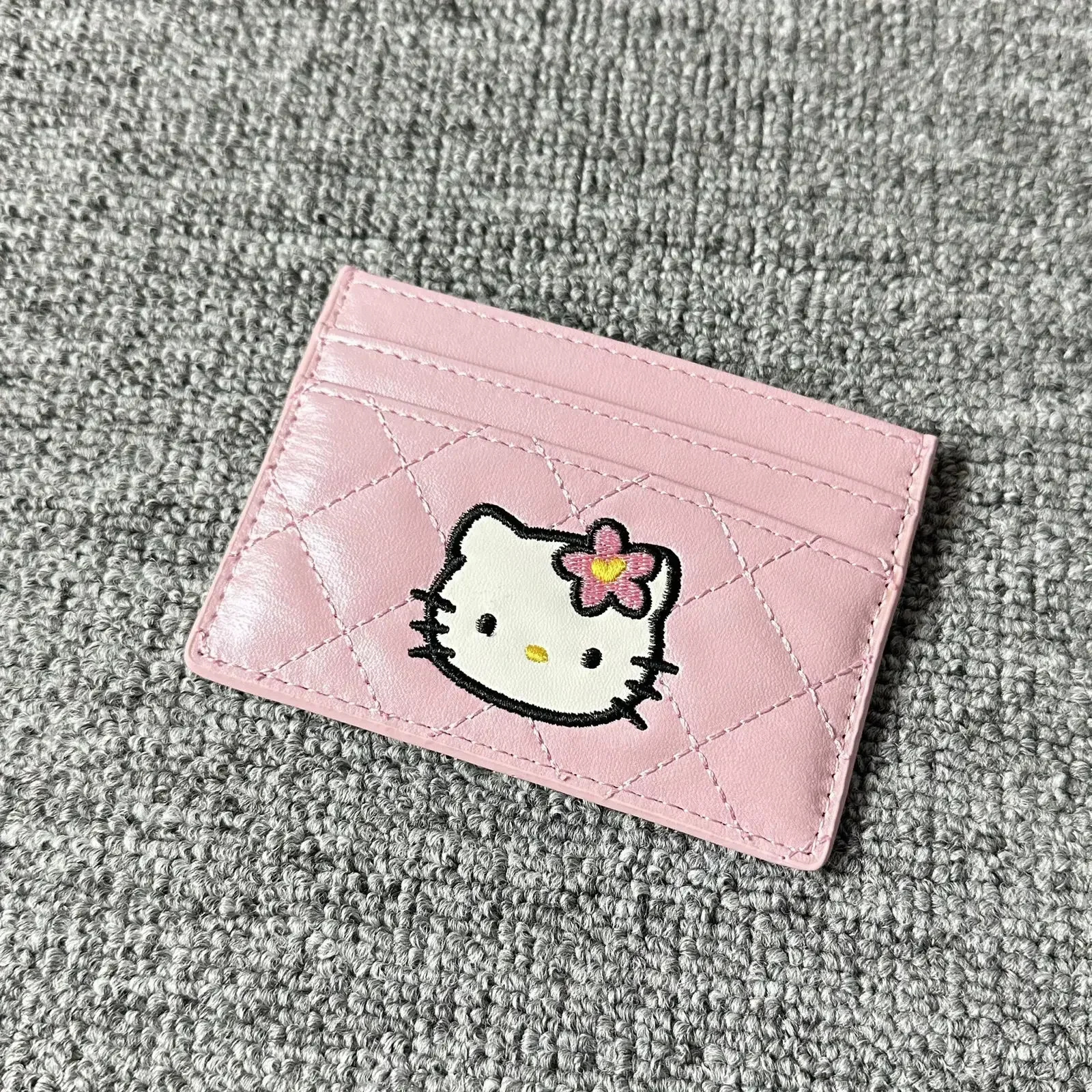 Hello Kitty Coin Purse 50Th Anniversary Series Compact Card Holder with Zipper Waterproof Fabric Cute Mini Wallet Cute Girl Gift
