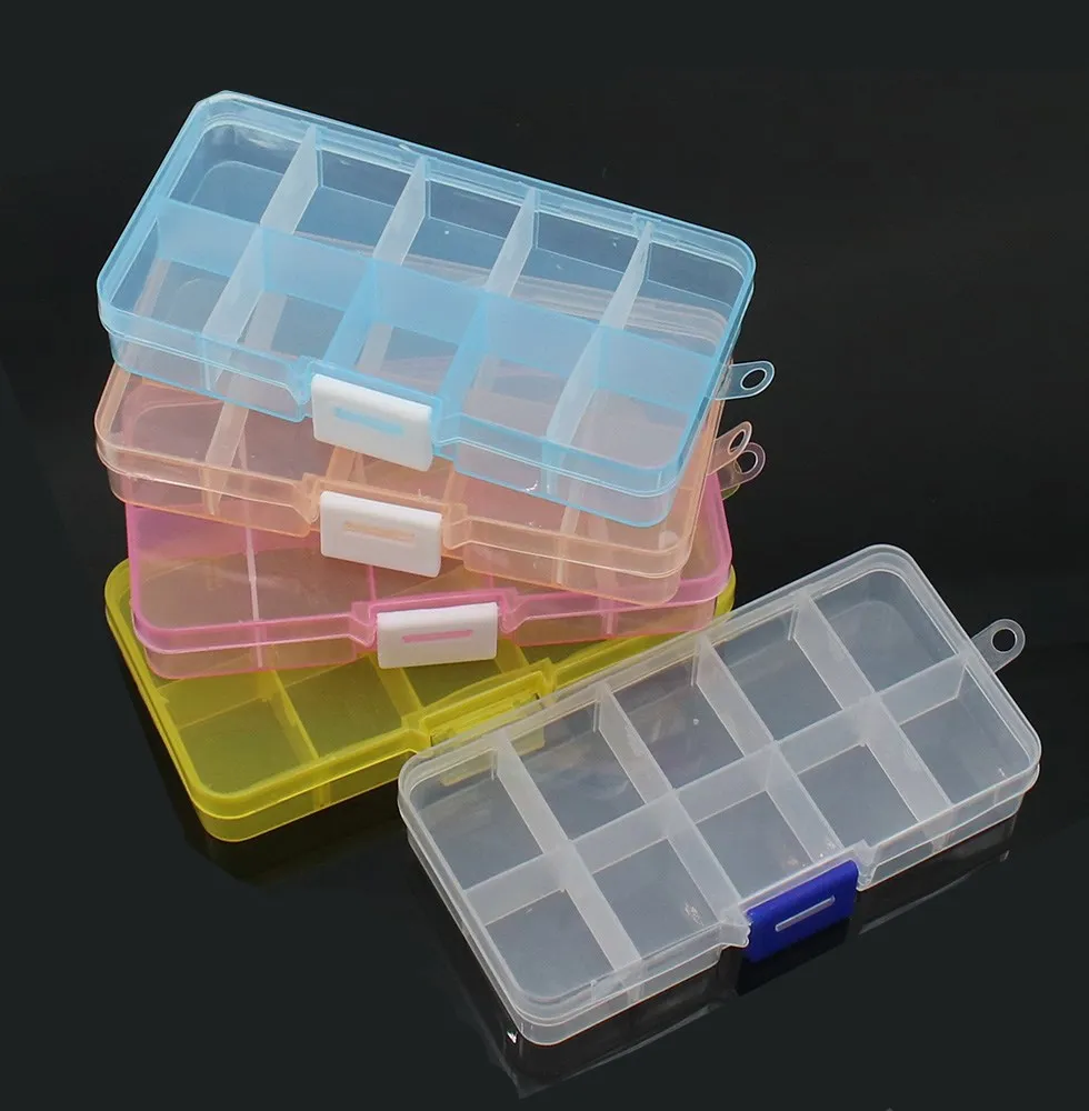 10 Slots Separable Colorful Portable Jewelry Tool Storage Box Container Ring Electronic Parts Screw Beads Organizer Plastic Box