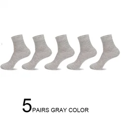 Premium Breathable Cotton Men's Crew Socks - Black Casual & Business Wear (5 Pairs) - SIZE 38-45 (5 grey)