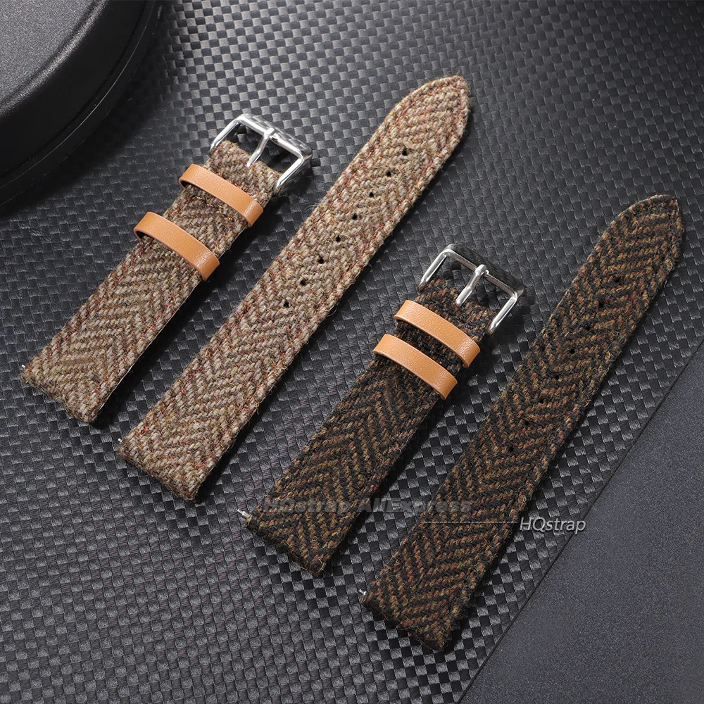 Elegant Vintage Nylon and Leather Watch Strap, Quick Release Universal Watchband (18mm, 20mm, 22mm)
