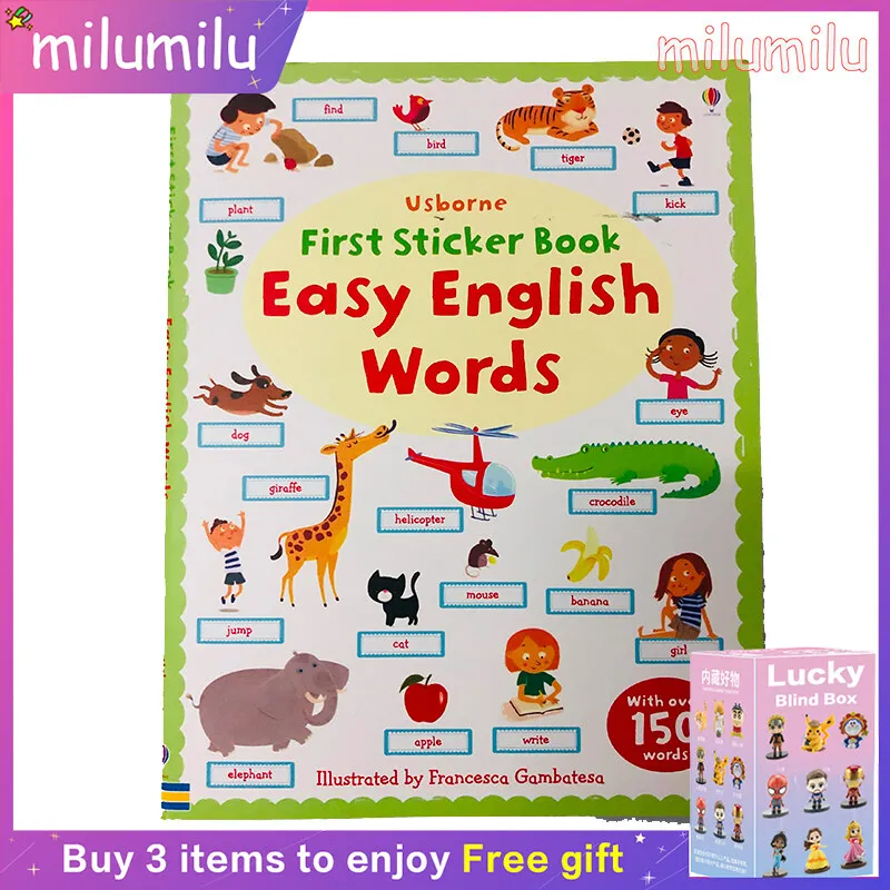 

MiluMilu Usborne Original Children Popular Books First Sticker Book Easy English Words Colouring Activity Story Picture