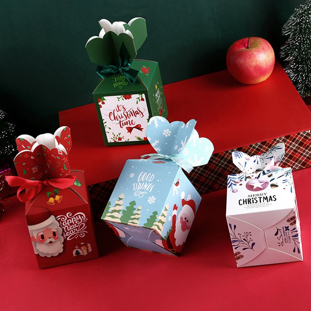 

Christmas Candy Box 3D Xmas Gifts Boxes DIY Paper Chocolate Boxes Santa Claus Candy Sugar Container for Home Shop Party Wedding