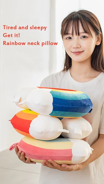 Cute Rainbow Almohada Memory Foam Cojin Cuello Viaje Chaises De Bureau Car  Reading Plane Office Neck Pillows Travel Accessories - AliExpress