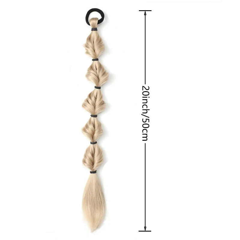 2pcs 20 Inch Ponytail Wig Female Bubble Braid Natural Dye Twist Braid Tie-Up Dreadlocks1 Double Ponytail Lantern Braid