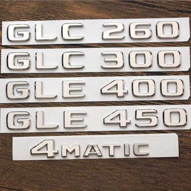 LAZIRO 3D ABS Lettere for Bagagliaio di Un'auto 4MATIC Distintivo Dell'emblema Logo Sticker Fit for Mercedes ML 320 CDI 4matic EC GLC 250 GLK 220 300 Accessori (Color : Chrome Silver Flat