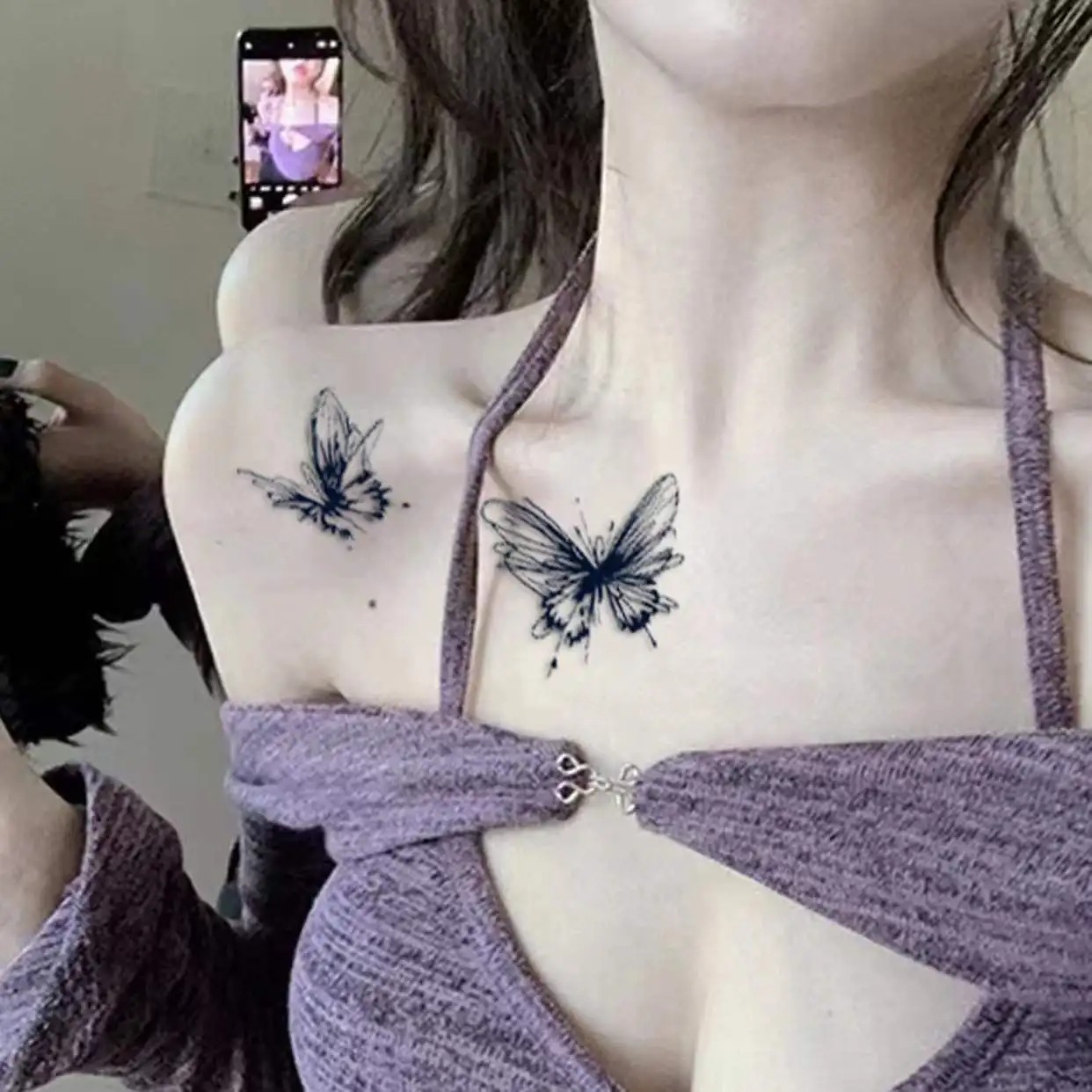 Waterproof Black Butterfly Temporary Tattoos Stickers