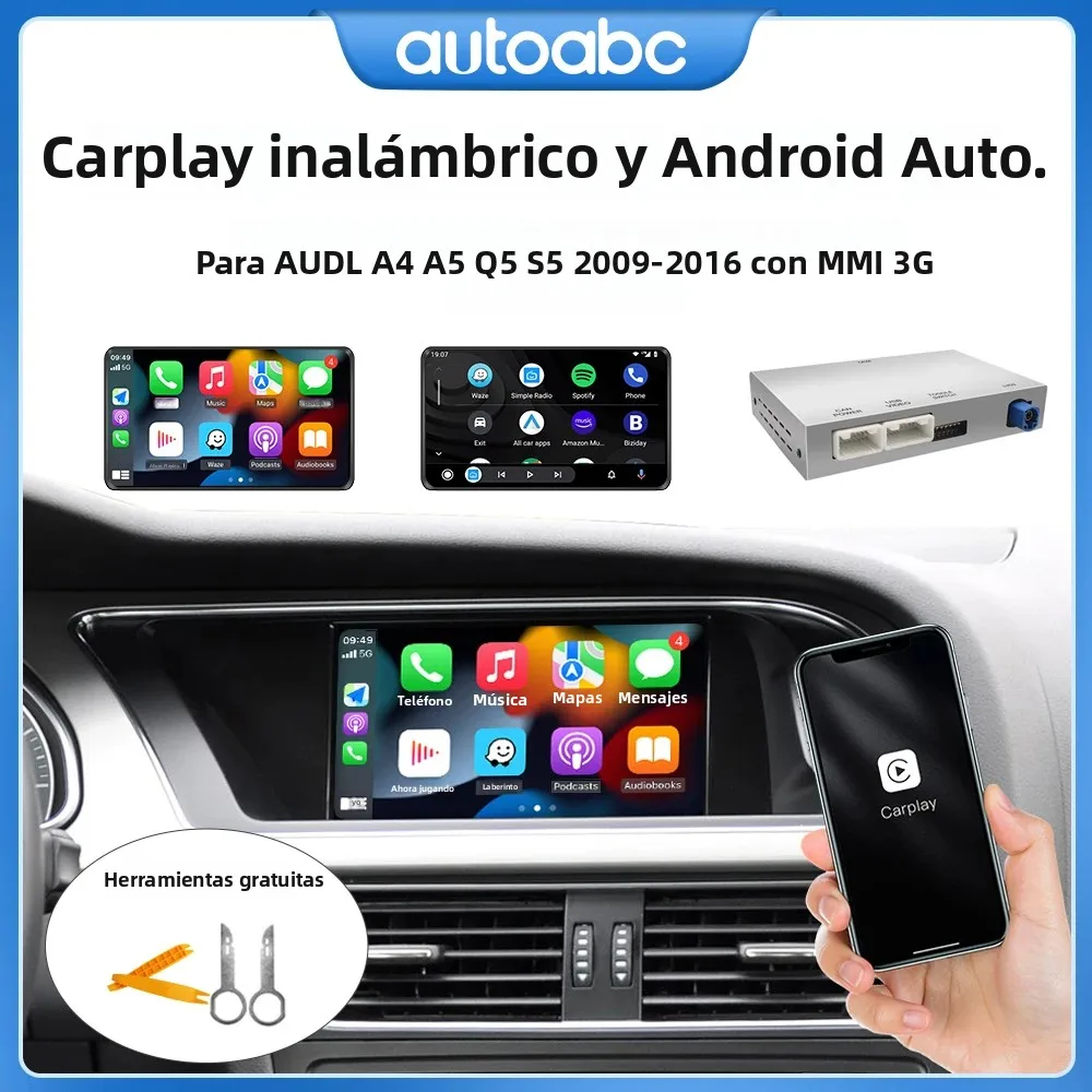 CarPlay inalámbrico Android Auto para Audi A4 A5 Q5 S5 B8 2008-2016 con 3G MMI, modelo con enlace de espejo AirPlay Multimedia frontal/vista 1