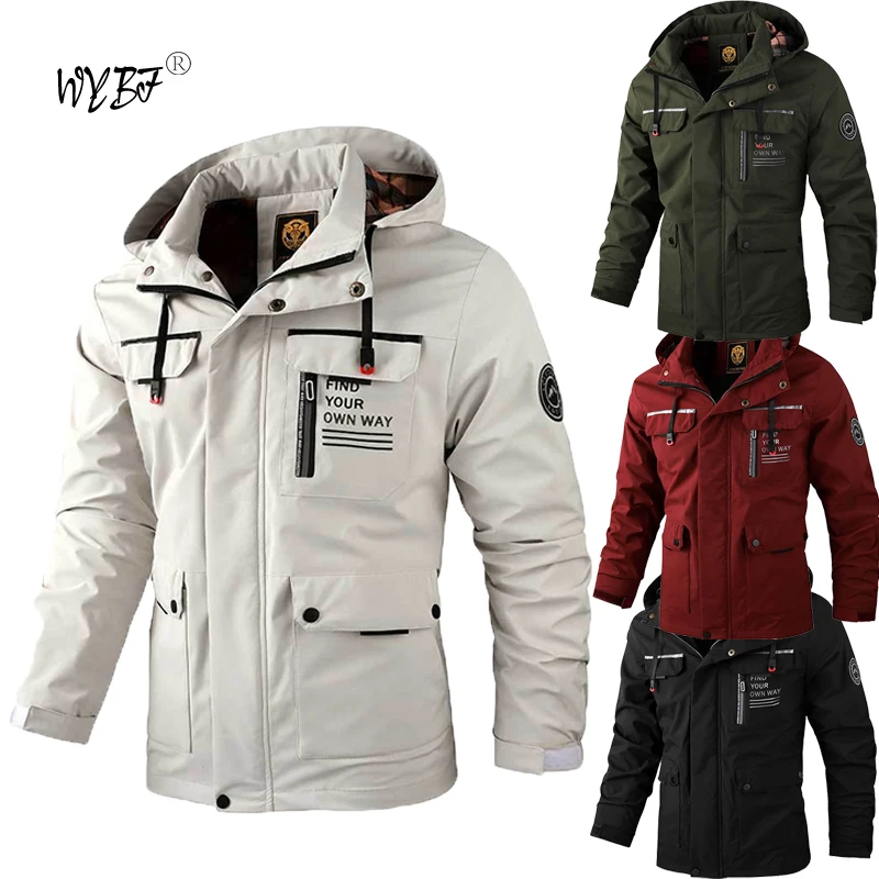 Veste Multi-poches Homme ZDJSWJ - Coupe-vent Militaire Légère - Col Montant - Automne/Printemps