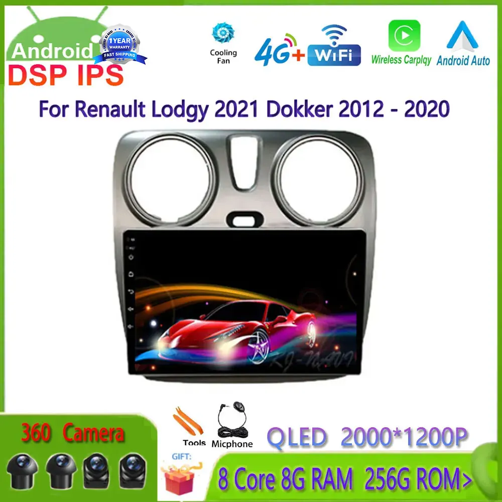 Podofo 9 Inch Android Car Stereo for Renault Lodgy 2021 - Wireless Carplay, Android Auto, DSP, Built-in WiFi, FM RDS