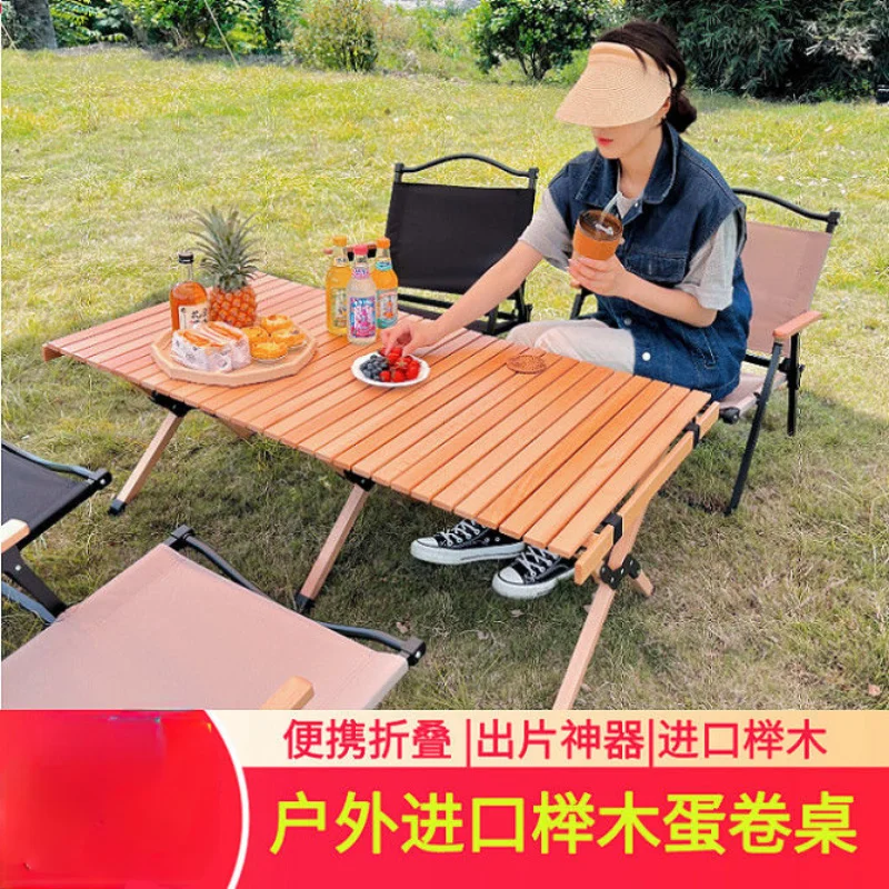 Solid wood table imported beech outdoor folding table and set of chairs picnic camping table for