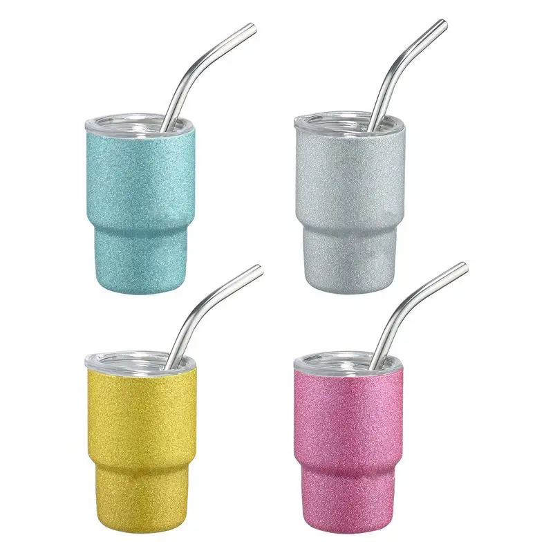 

Portable Insulated Tumbler With Straw 3Oz Stainless Steel Mini Travel Mug water Cup Drinkware For Outdoor Camping Trip Beverage