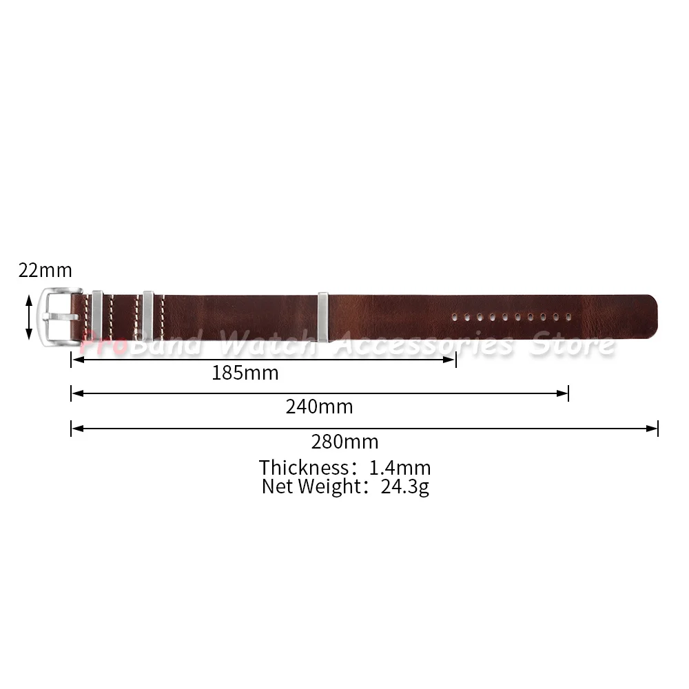 Premium Genuine Leather Adjustable Watch Strap - Elegant Replacement Bracelet Accessory