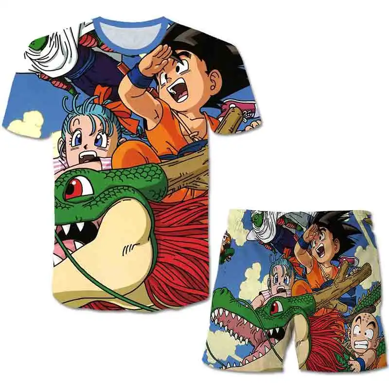 Children Dragon-Ball Tshirts Sets Vegeta Boys Pants Summer Short Sleeve Suit 4-14Years Kids Clothes Japan Anime Clothes Shorts baby clothes set for girl Clothing Sets
