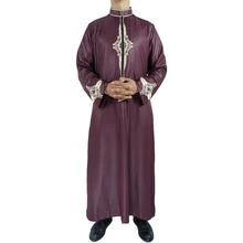 

2022 Best Selling Muslim Men'S Islamic Kaftan Arabic Embroidered Long Sleeve Stand Collar Retro Shiny Rob Мусилманские Одежда Му