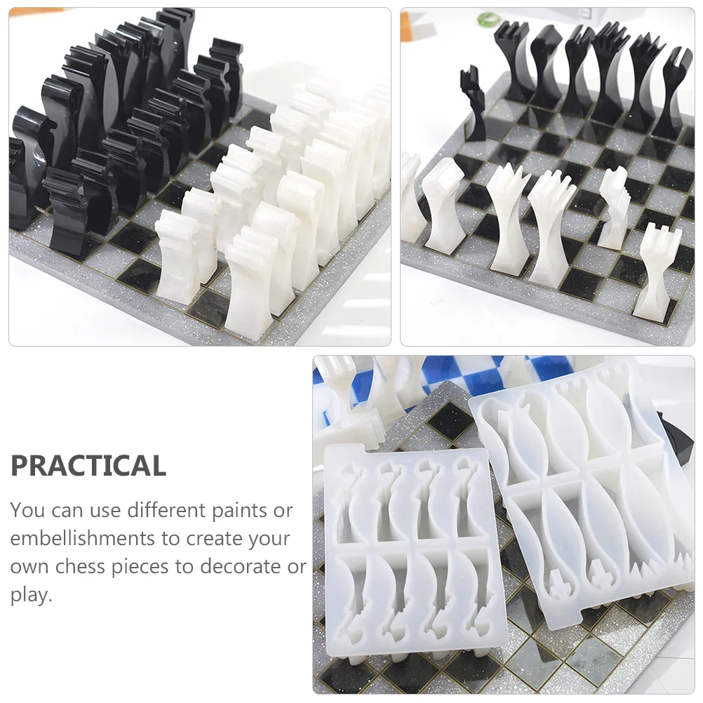 2pcs Chess Resin Mold Set 3D Silicone Chess Piece King Mold Soldier Mold Epoxy Chess Mold Game Mold Large Checkers Epoxy Chess