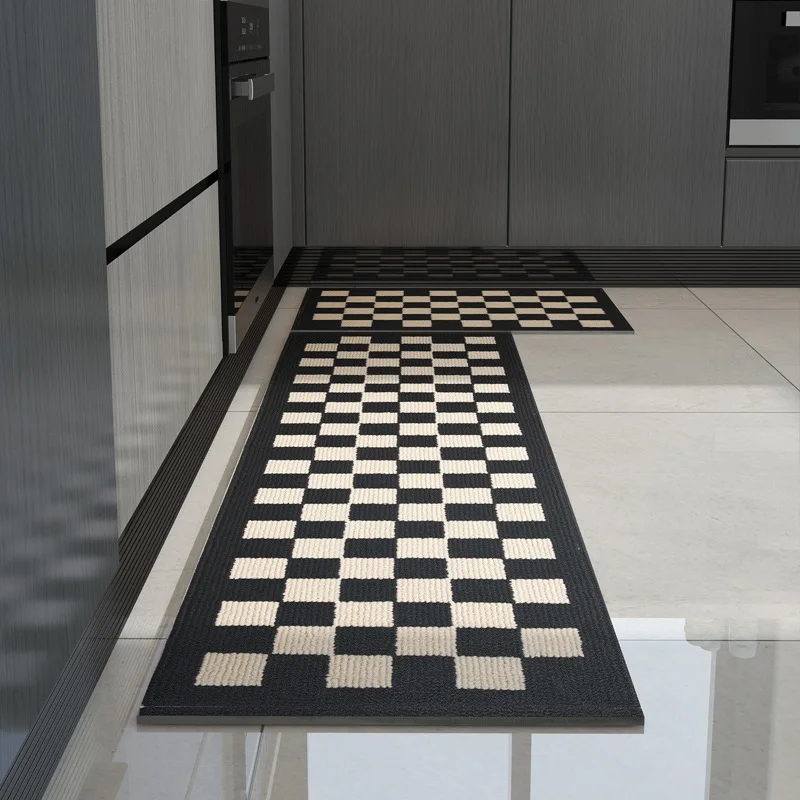 

Plaid Weave Kitchen Rug Checkerboard Door Mat Anti Slip Rugs for Bedroom Home Decor Soft Comfortable Breathable Bathroom Carpet