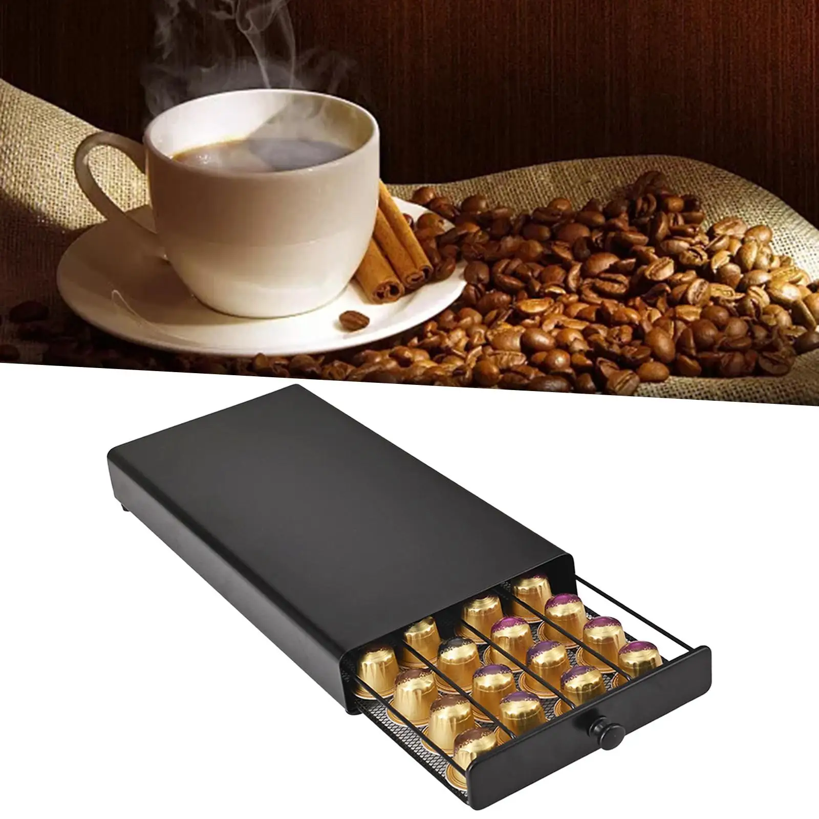 

Capsule 40 For Capsules Storage Box Drawer Holder Type Capsule Ironfiberglass Coffee Capsules Coffee Nespresso Black
