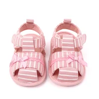 Baby Girl Soft Sandal for Spring and Summer Toe-covered Breathable Soft Light Cotton Anti-slip Toddler Girl Shoes 4