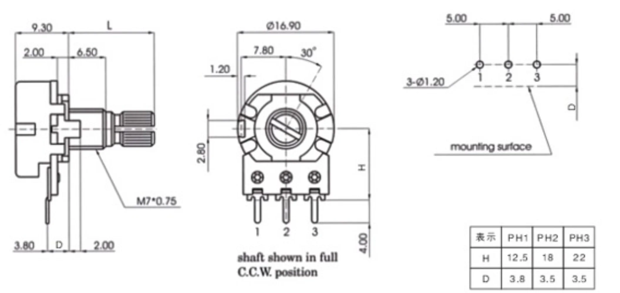 Adjustable Resistor 3Pin Power Amplifier Rotentiometer WH148 B1K B2K B5K B10K B20K B50K B100K B250K B500K Ohms 1sets