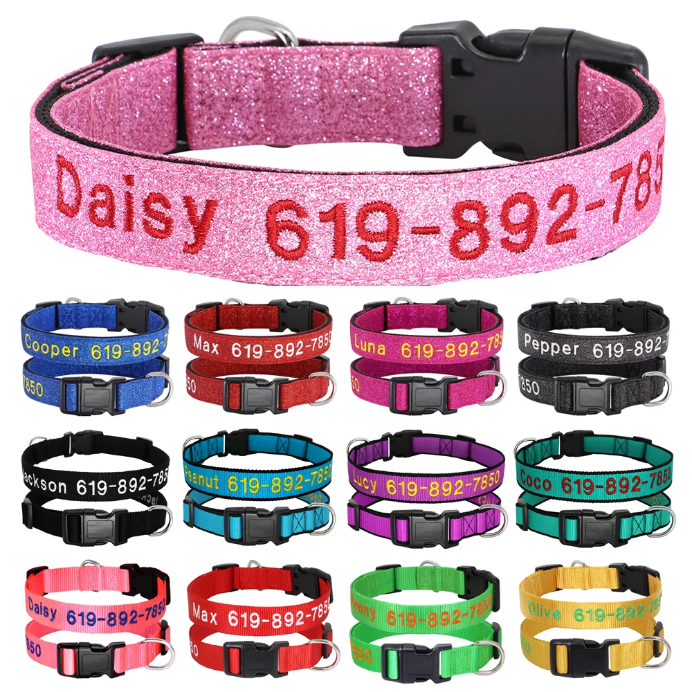 Nylon pet puppy kitten id name accessories collars dog collars names