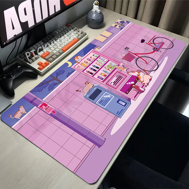 Mouse Pad Gaming Mousepad Computer Desk Mat Mouse Pad Cute Cat Large Gamer Mousepad Rubber Keyboard Mat Waterproof Mouse Mats 31.4x11.8in Rubber Desk Pad Design Desk Rug