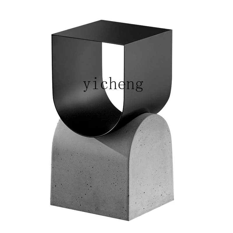 

YY Minimalist Magazine Rack Storage Side Table Modern Simple Personality Cement a Block of Wood Or Stone