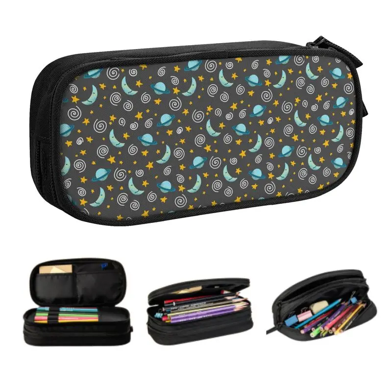 

Moon And Stars Space Aliens Pattern School Pencil Cases Boy Girl Large Capacity Pencil Bag Pouch Students Stationery