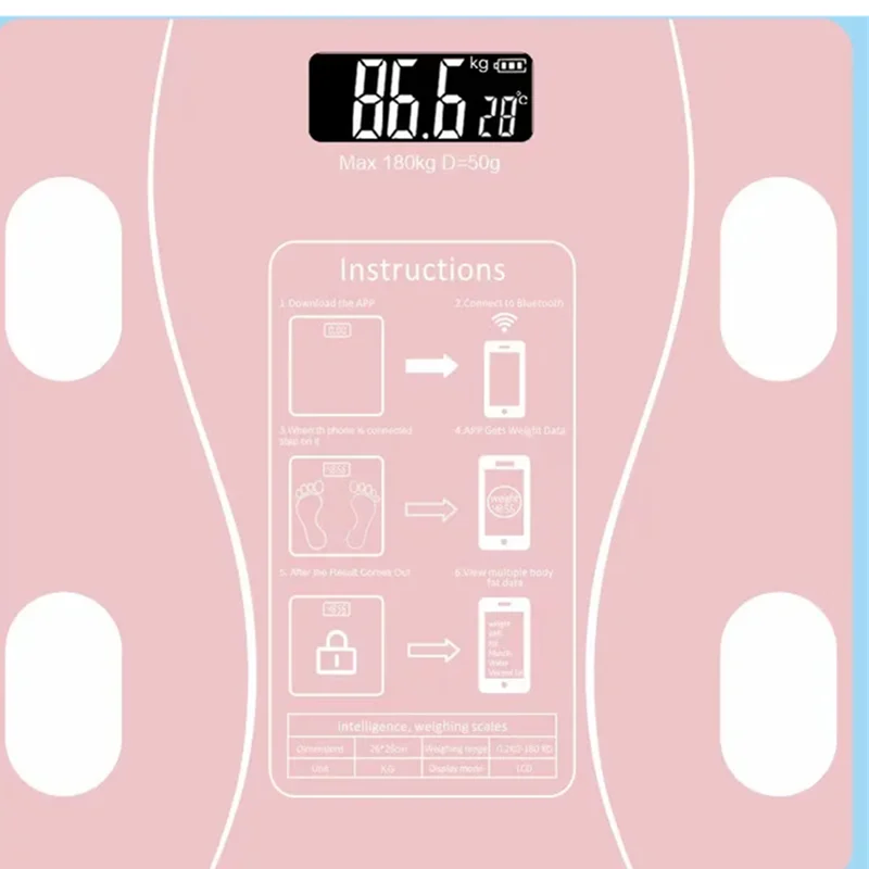 Digital Body Weight Scale Smart Wireless Fat Scale Bathroom Weight Scales Body Composition Analyzer Smartphone App smart weighing scale