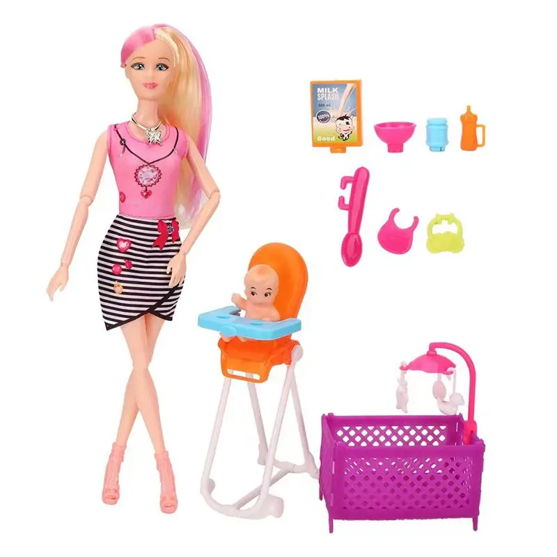 Kids Toys Kawaii Feeding Kits Set Miniature Dollhouse Accessories Figures Baby Dolls For Barbie DIY Pretend Play Children Game personalized custom name baby bib waterproof drawing craft art children coat girls boys apron cartoon feeding smock baby stuff