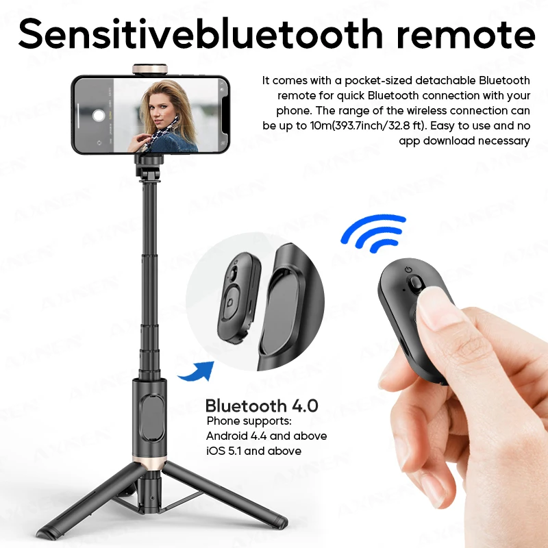 2026 NUOVO Q12S Asta selfie wireless pieghevole Monopiede Bluetooth con telecomando e luce di riempimento Treppiede per iPhone e Android_voghion.com