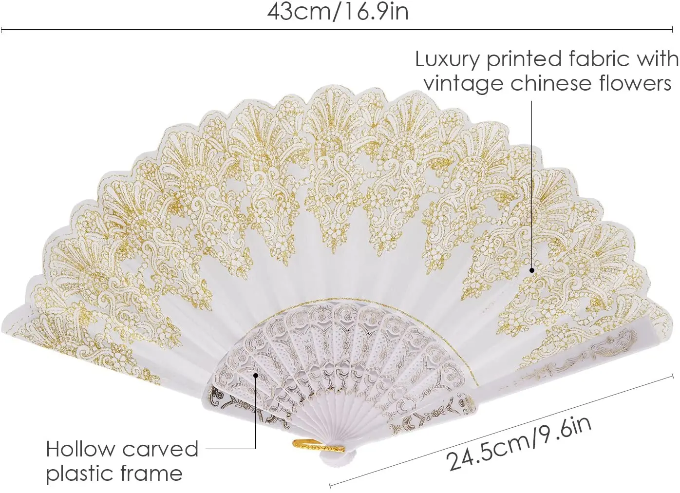 Spanish Folding Retro Pattern Hand Fan Single Flower Folding Fan Chinese Dance Wing Chun Plastic Spanish for Women
