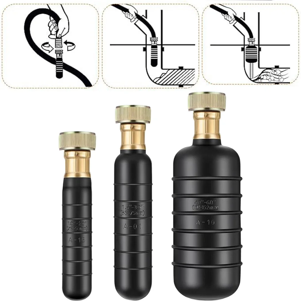 3pcs Drain Bladder Kit Drain Rubber Bladders Unclogger Pipes Cleaning With Water Power For Bathroom Sinks Showers Pools