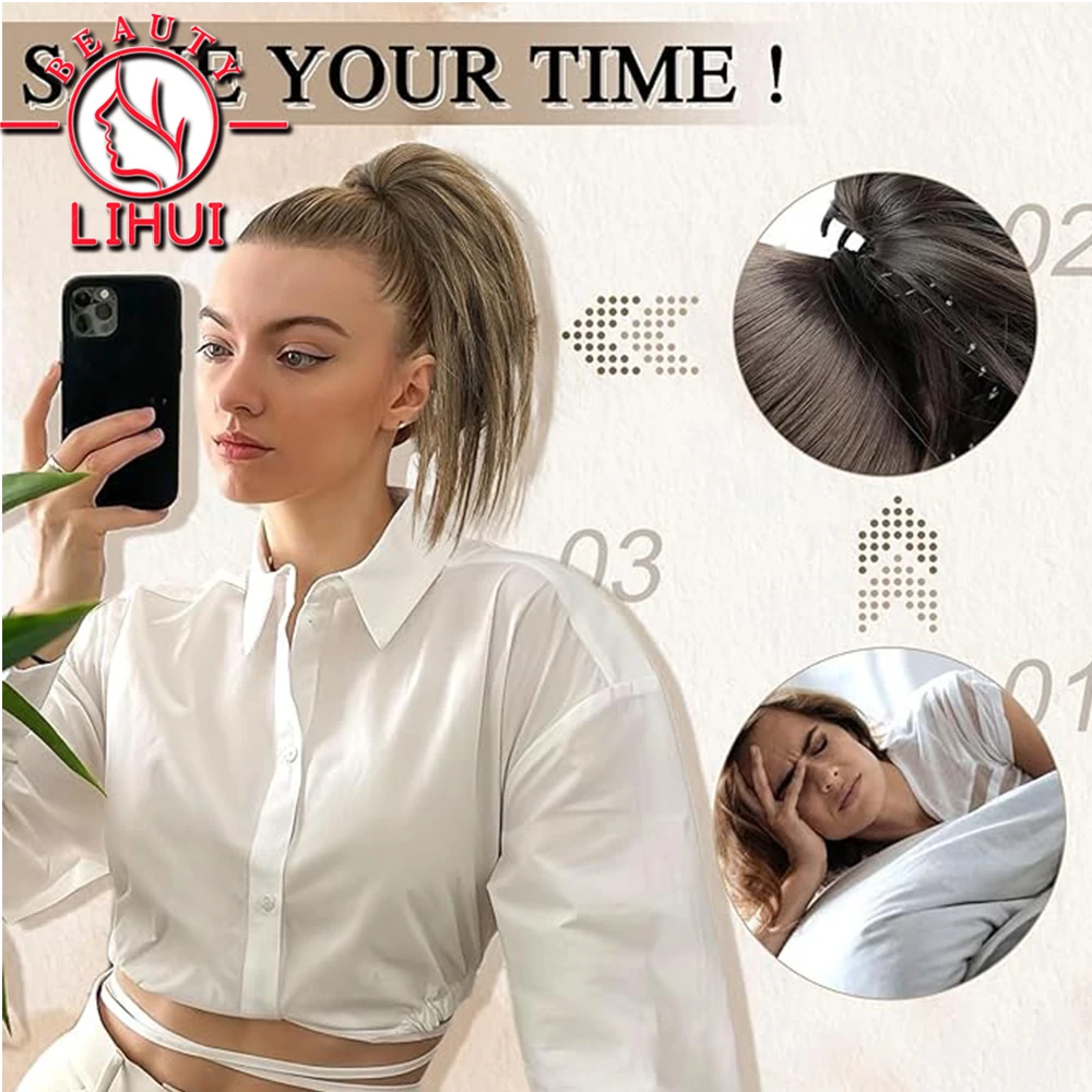 Synthetic Claw Clip In Ponytail Hair Extensions Diy Hairpiece Hair Bun Fake Blonde False Pigtail Tousled Updo for Women