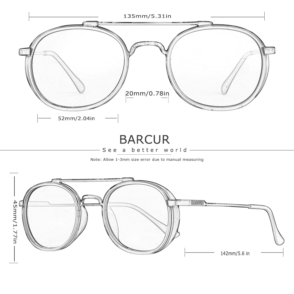 BARCUR Polarisierte quadratische Sonnenbrille für Damen, klassische runde Sonnenbrille für Herren, Brillenzubehör, Oculos Gafas De Sol – Detail 11