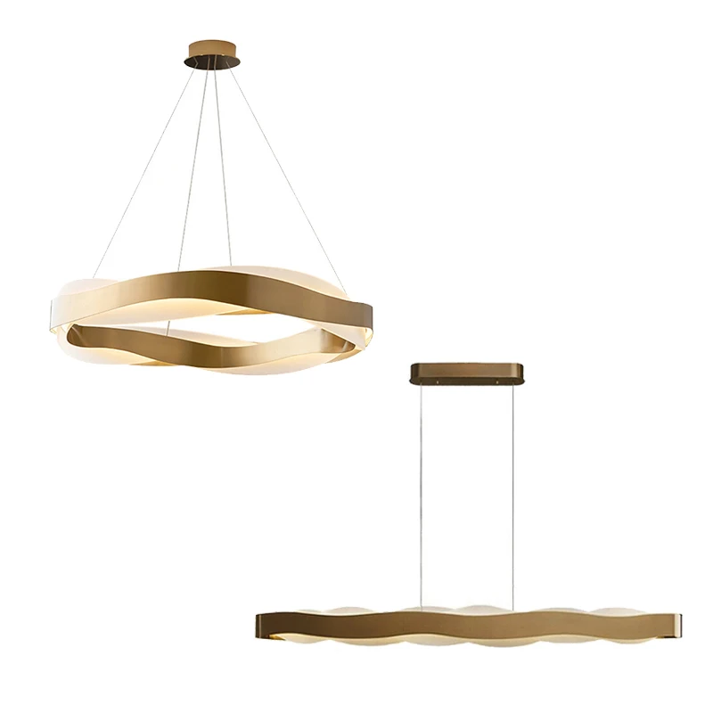 

Wave Curve Minimalist Pendant Lights Gold Lustres Dimmable LED Home Hanging Lamps for Ceiling Lampara Room Decor for Bedroom